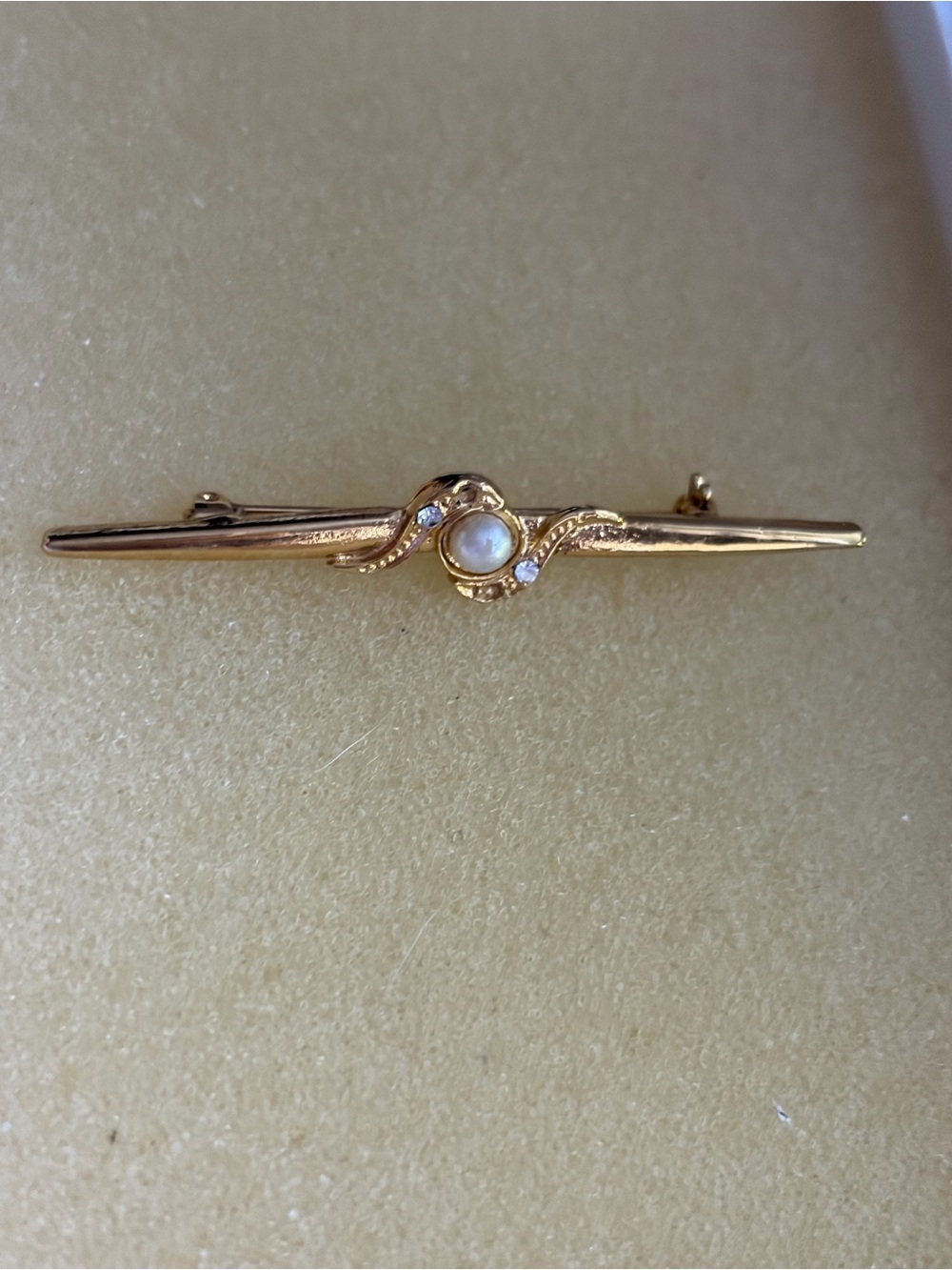 4/$50 Gold Pearl Accent Bar Brooch - Elegant Women's Jewelry